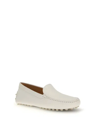 Tod's Cream Calf Leather Bos Taurus Slip-on Loafers In Multi