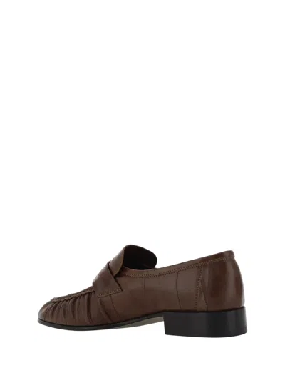 The Row Brown Calf Leather Bos Taurus Slip-on Loafers In Multi