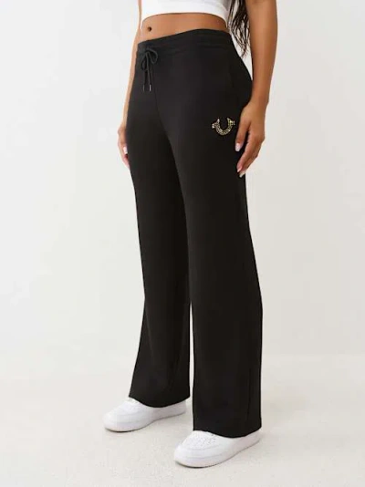 True Religion Women's Horseshoe Straight Leg Sweatpant In Black