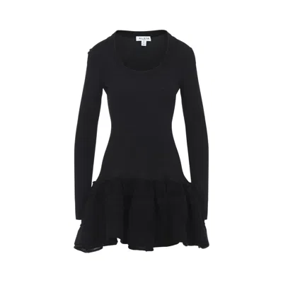 Alaïa Ruffle Mini Dress In Black