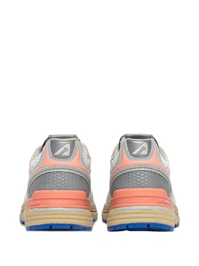 Autry Hyperway Sneakers In White And Peach Suede And Mesh In Multi