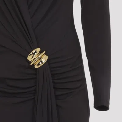 Elisabetta Franchi Jersey Gown Draped V Neckline Maxi In Brown