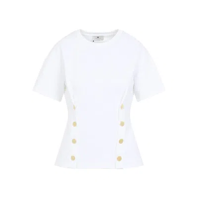 Elisabetta Franchi Button Embellished T-shirt In White