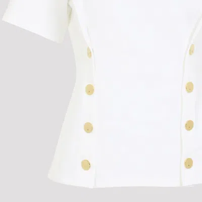Elisabetta Franchi Button Embellished T-shirt In White