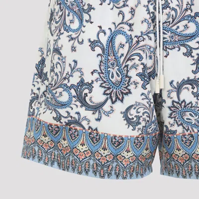 Etro Swim Shorts With Placed Leafy Paisley Print In Blue