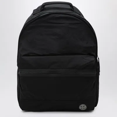 Stone Island Backpack Adjustable Straps Front Zip Pocket Top Handle In Black