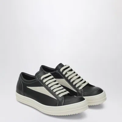 Rick Owens Low-top Suede Sneakers With Contrasting Leather Inserts In Black