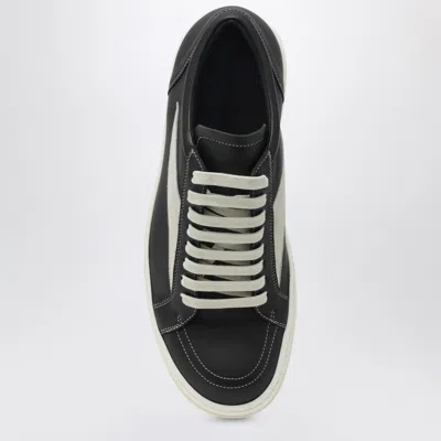 Rick Owens Low-top Suede Sneakers With Contrasting Leather Inserts In Black