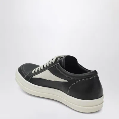 Rick Owens Low-top Suede Sneakers With Contrasting Leather Inserts In Black