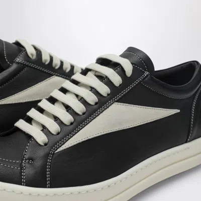 Rick Owens Low-top Suede Sneakers With Contrasting Leather Inserts In Black