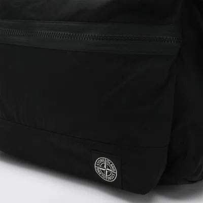Stone Island Backpack Adjustable Straps Front Zip Pocket Top Handle In Black