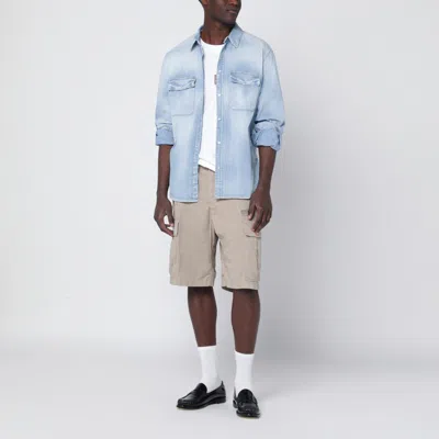 Dsquared2 Light Blue Washed Denim Shirt Men In Blue