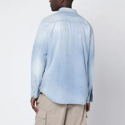 Dsquared2 Light Blue Washed Denim Shirt Men In Blue