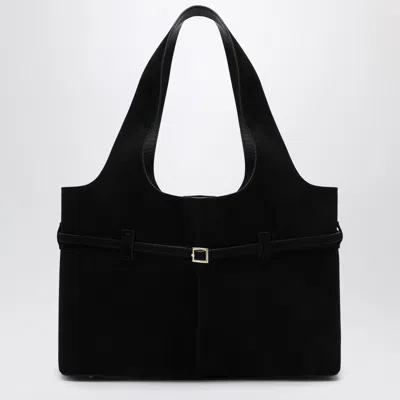 Manu Atelier Cambon Tote Bag In Black Suede In Black