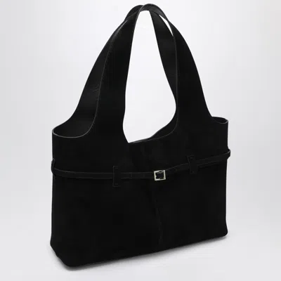 Manu Atelier Cambon Tote Bag In Black Suede In Black