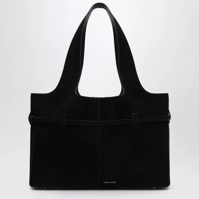 Manu Atelier Cambon Tote Bag In Black Suede In Black