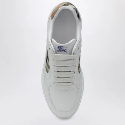 Burberry Low-top Leather Sneakers With Check Inserts In Multi