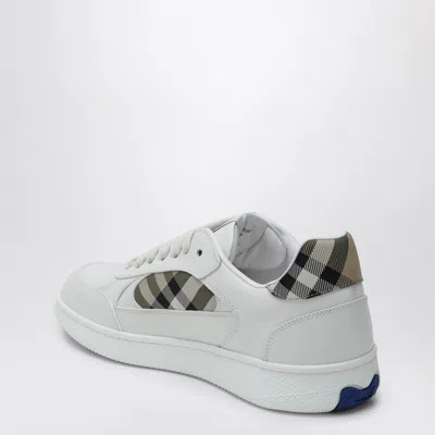 Burberry Low-top Leather Sneakers With Check Inserts In Multi