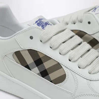 Burberry Low-top Leather Sneakers With Check Inserts In Multi