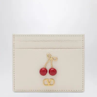 Valentino Cherryfic Cardholder In Ivory Leather In White