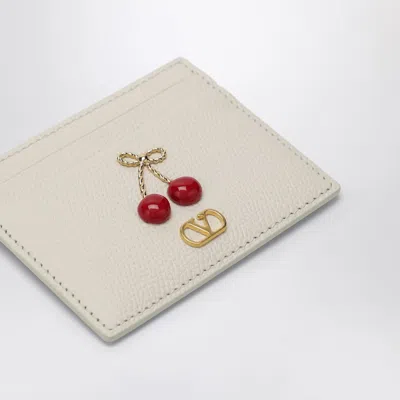 Valentino Cherryfic Cardholder In Ivory Leather In White
