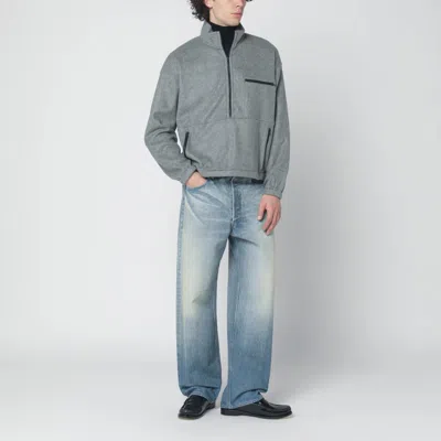 Auralee Silk Fleece Half-zip Sweatshirt In Gray