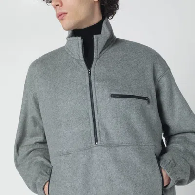 Auralee Silk Fleece Half-zip Sweatshirt In Gray