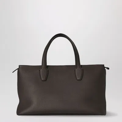 The Row Marcel Textured-leather Tote In Brown