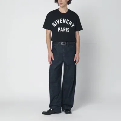Givenchy Men Black Crewneck T-shirt With Maxi Logo Lettering On The Front In Cotton Man In Black