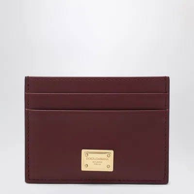 Dolce & Gabbana Vitello Stampa Textured Rectangular Cardholder In Burgundy