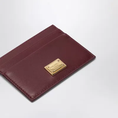 Dolce & Gabbana Vitello Stampa Textured Rectangular Cardholder In Burgundy
