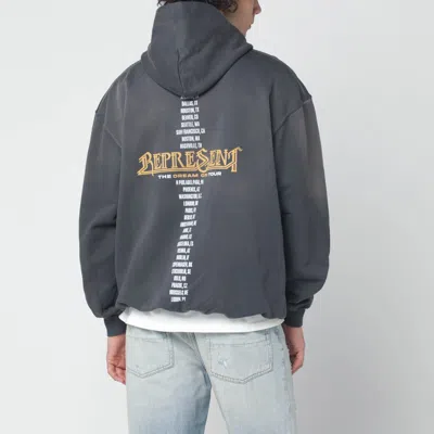 Represent Grey Hoodie With Logo Print In Gray