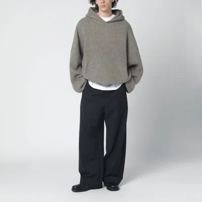 Essentials Waffle-knit Hooded Sweatshirt In Gray