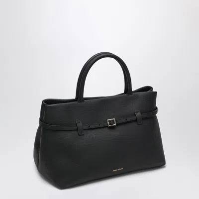 Manu Atelier Le Cambon 35 Black Bag In Grained Leather In Black