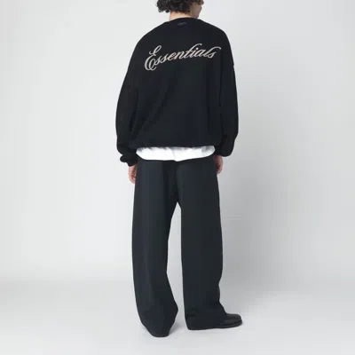 Essentials Black Nylon-wool Blend Sweater In Black