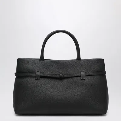 Manu Atelier Le Cambon 35 Black Bag In Grained Leather In Black
