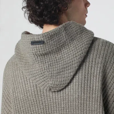 Essentials Waffle-knit Hooded Sweatshirt In Gray