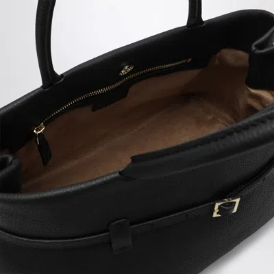 Manu Atelier Le Cambon 35 Black Bag In Grained Leather In Black