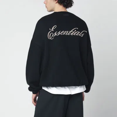 Essentials Black Nylon-wool Blend Sweater In Black