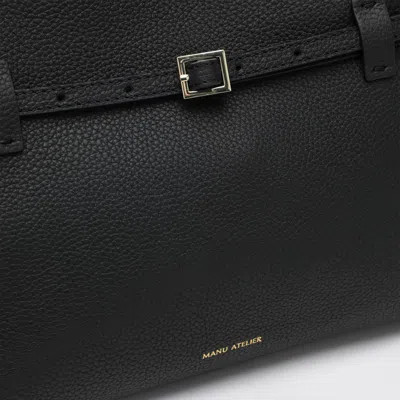 Manu Atelier Le Cambon 35 Black Bag In Grained Leather In Black