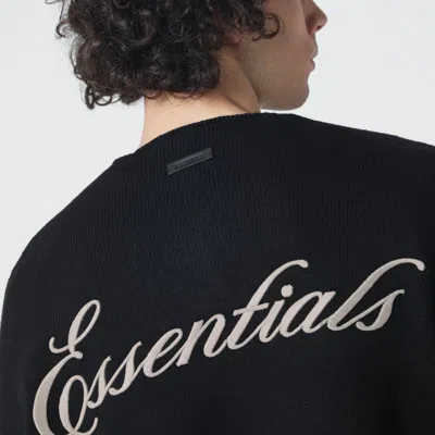 Essentials Black Nylon-wool Blend Sweater In Black