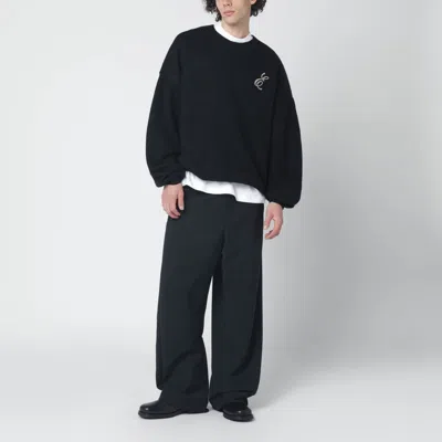 Essentials Black Nylon-wool Blend Sweater In Black