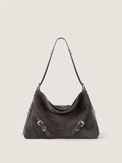 Givenchy Medium Voyou Calfskin Shoulder Bag With Buckle Fastening In Brown