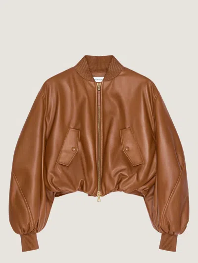 Givenchy Cropped Cocoon Bomber In Nappa Leather In Brown