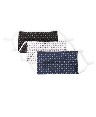 Perry Ellis Reusable Poplin 3 Pack Pleated Fabric Face Covering In Multi