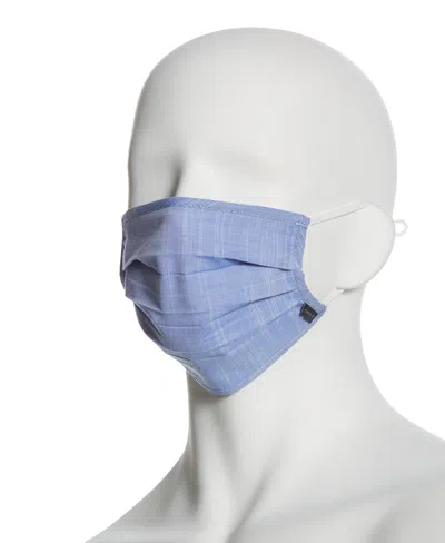 Perry Ellis Reusable Poplin 3 Pack Pleated Fabric Face Covering In Blue
