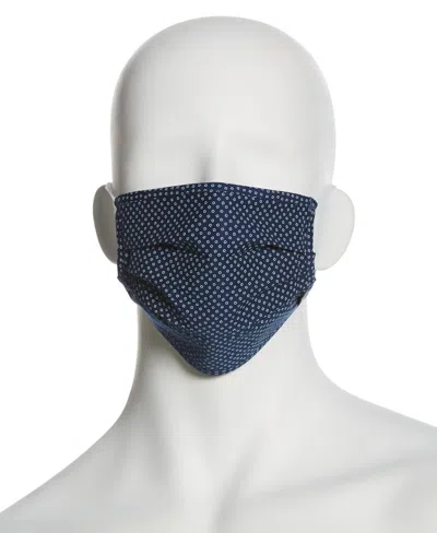 Perry Ellis Reusable Poplin 3 Pack Pleated Fabric Face Covering In Blue