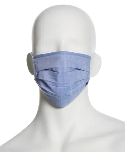 Perry Ellis Reusable Poplin 3 Pack Pleated Fabric Face Covering In Blue