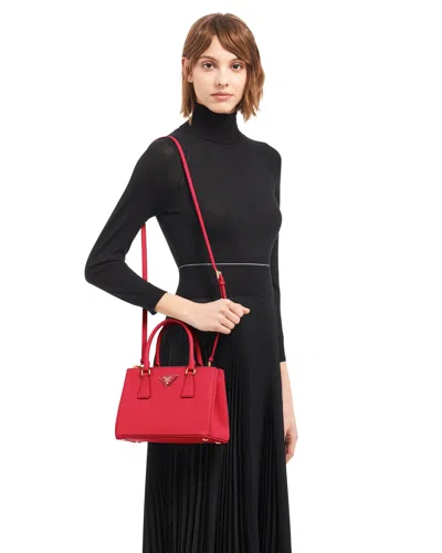 Prada Galleria Small Saffiano Leather Bag In Red
