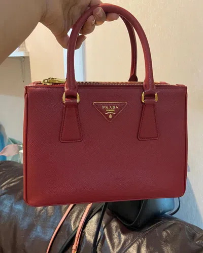 Prada Galleria Small Saffiano Leather Bag In Red